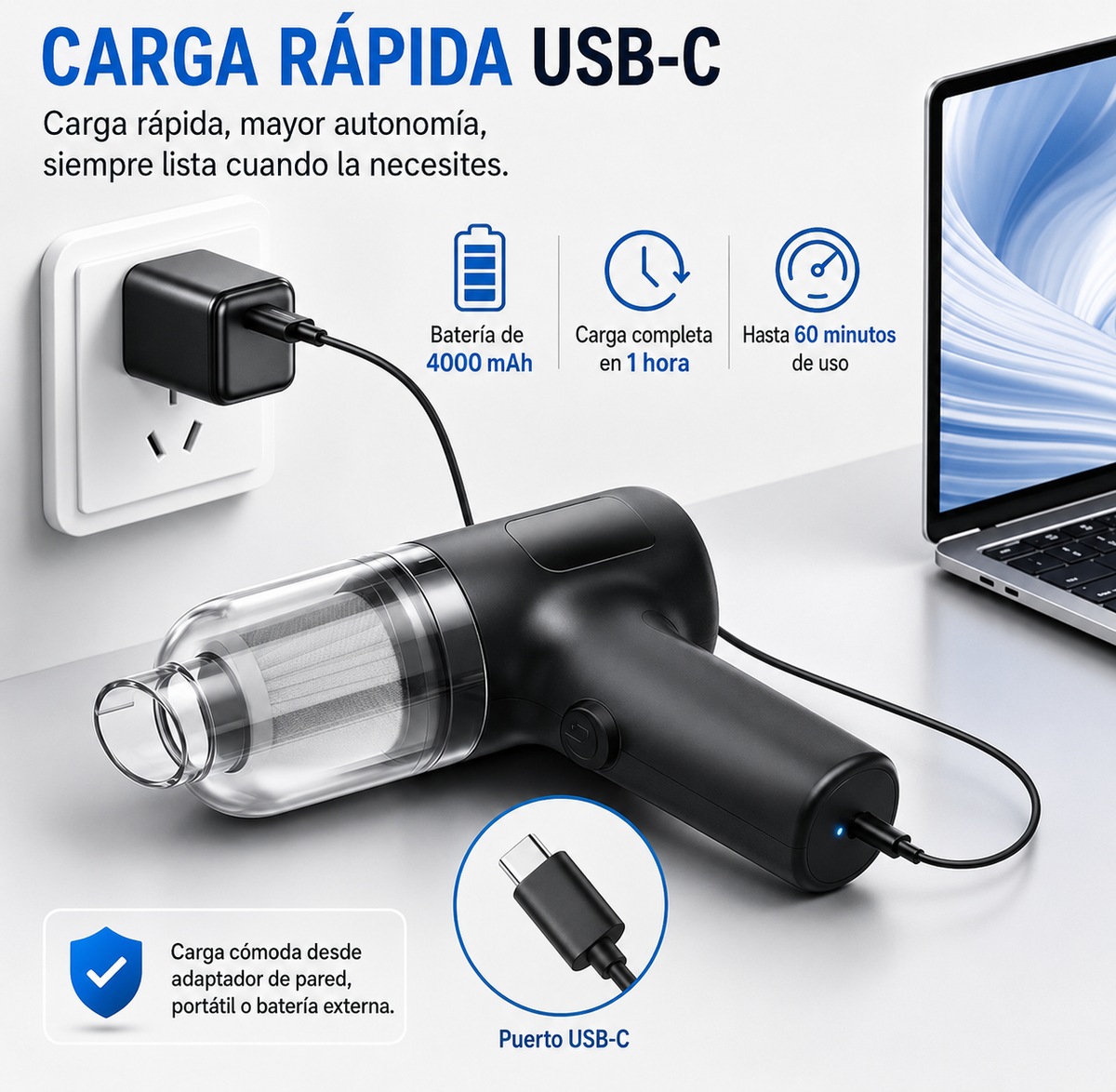 Aspiradora de mano multiusos.